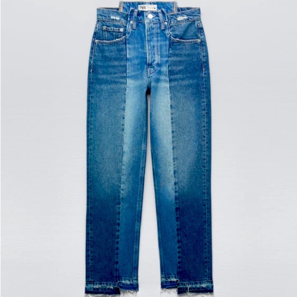 Zara Women’s THE MID-RISE CONTRAST STRAIGHT JEANS